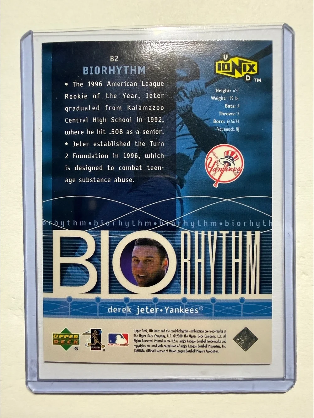 2000 Upper Deck UD Ionix Biorhythm Derek Jeter Yankees Baseball Card